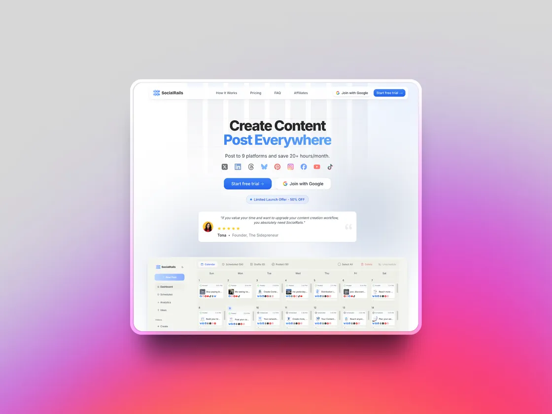 SocialRails: One Tool to Schedule, Automate, and Grow on Social